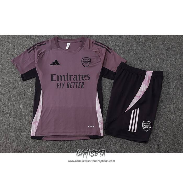 Chandal del Arsenal 2024-2025 Manga Corta Gris Purpura - Pantalon Corto